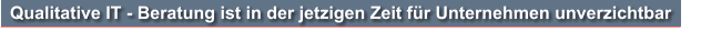 Qualitative IT - Beratung ist in der jetzigen Zeit fr Unternehmen unverzichtbar